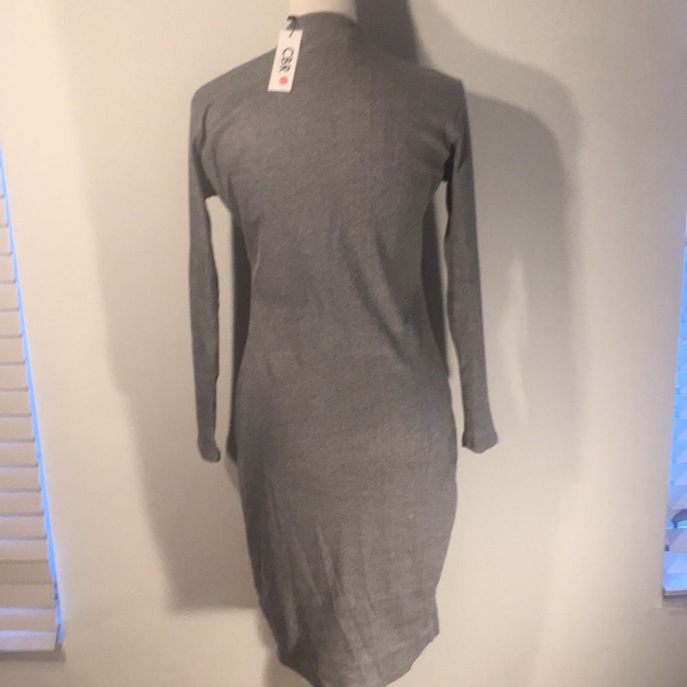 Long sleeve below the knee gray ribbed dress Small - Picture 4 of 5